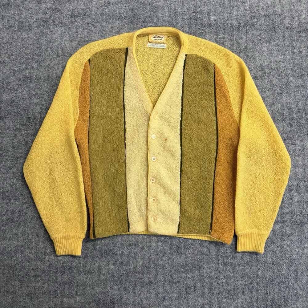 1950s 1960s True Vintage Sterling's Mohair Cardigan Cobain Men’s M Fuzzy Knit